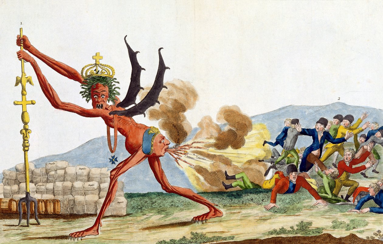 Karikatura anglické vlády, 1793 (barevný lept) od Jacques Louis David