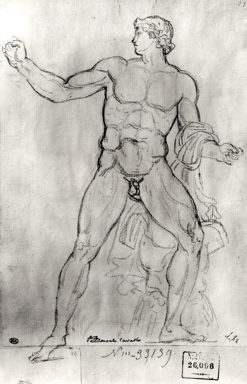 Kolos Monte Cavallo (černá tužka na papíře) od Jacques Louis David