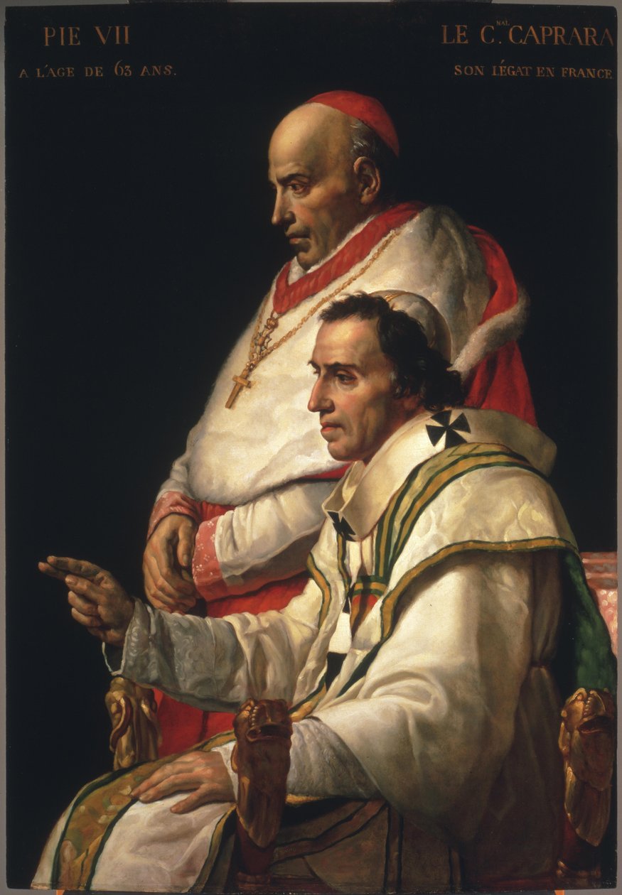 Portrét papeže Pia VII a kardinála Caprary od Jacques Louis David