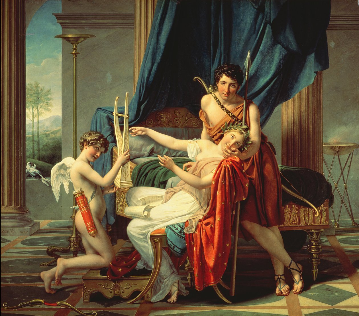 Sapfó a Phaon, 1809 od Jacques Louis David