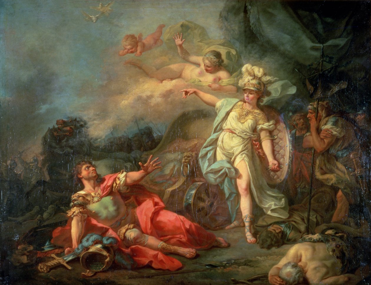 Boj mezi Marsem a Minervou, 1771 od Jacques Louis David