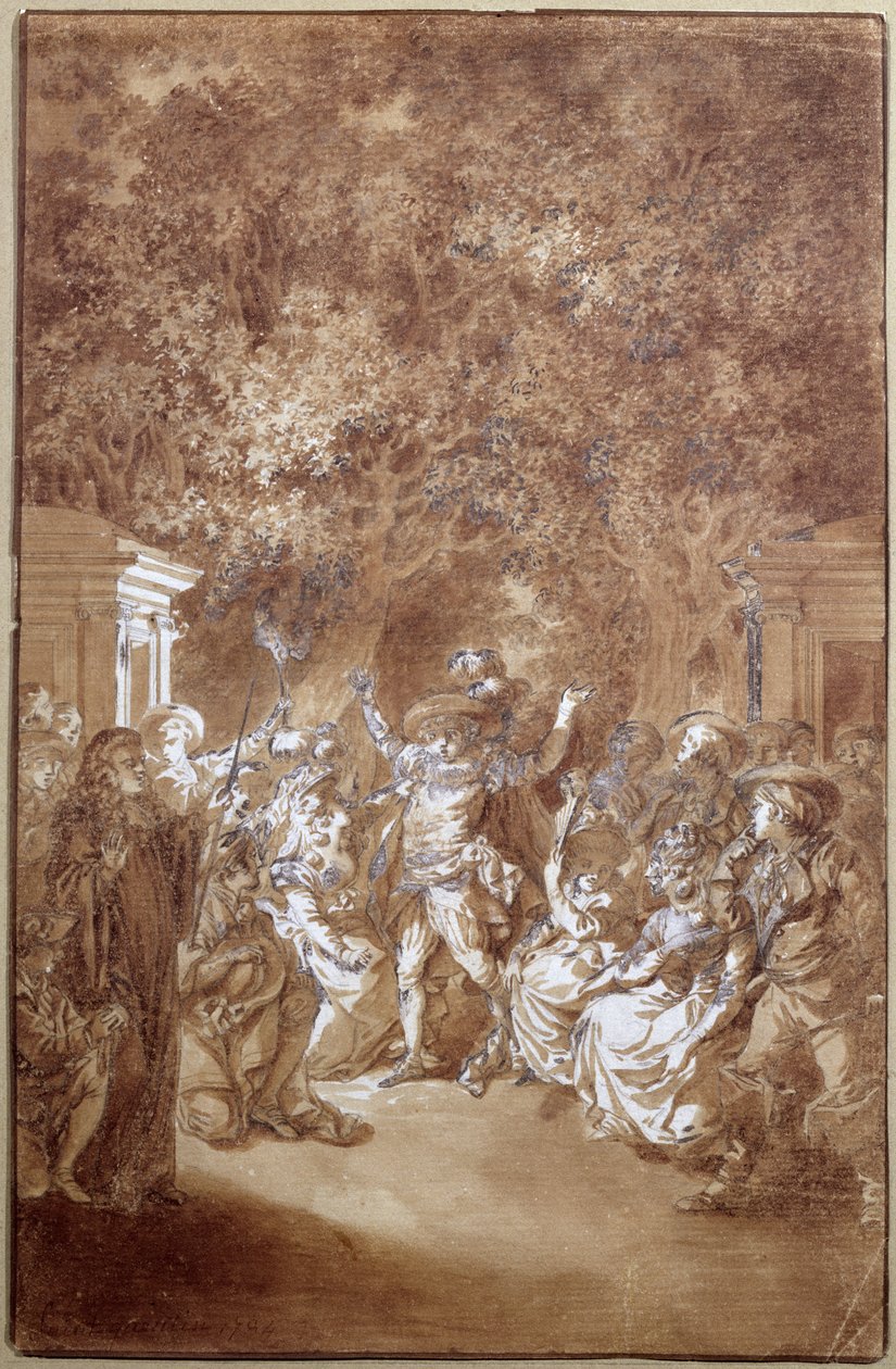 Scéna z opery "Figarova svatba", Pierre-Augustin Caron de Beaumarchais (1732-99) 1785 od Jacques Philippe Joseph de Saint Quentin