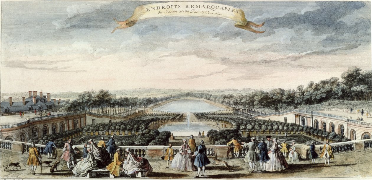 Pohled na Orangerie a Canal Grande ve Versailles od Jacques Rigaud