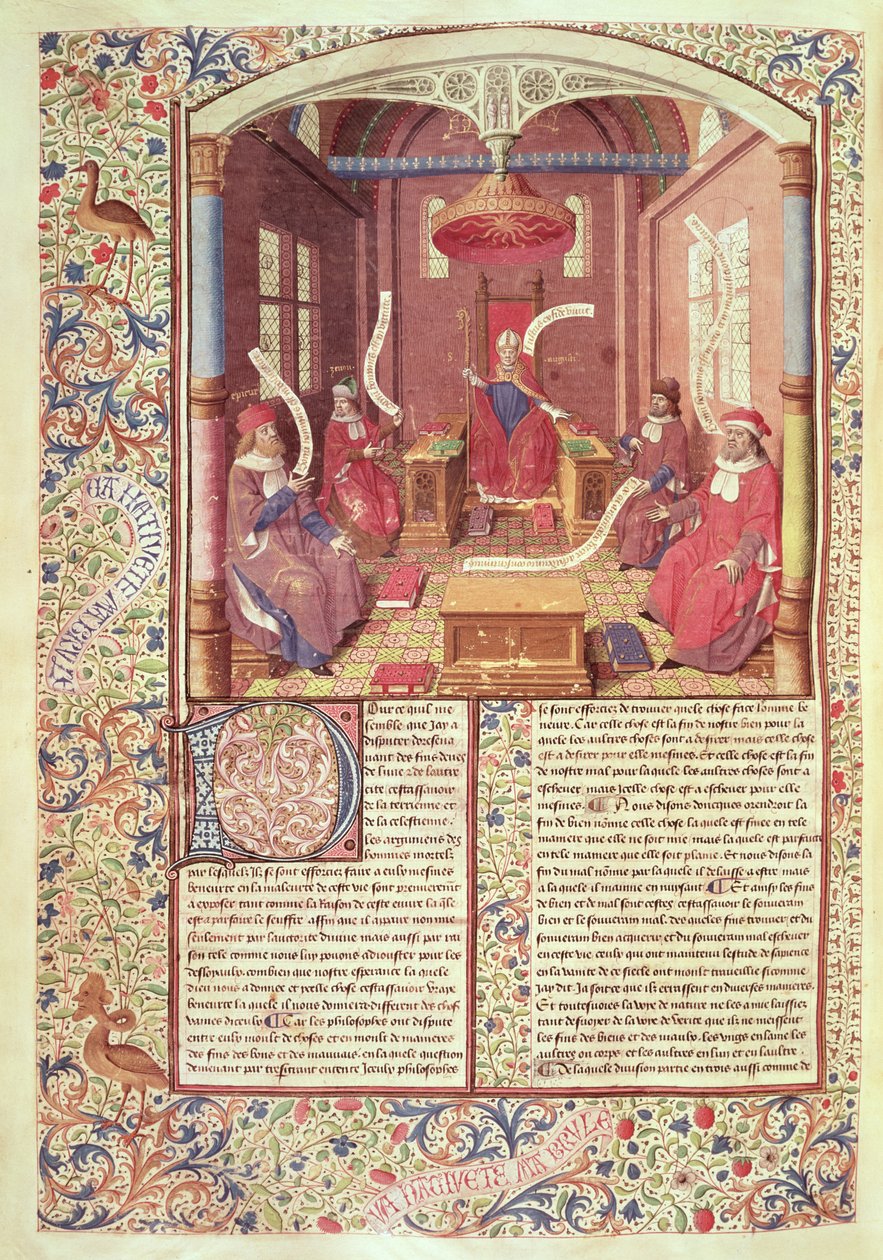 Ms 246 fol.354v St. Augustine, Epicurus, Zeno, Antiochus a Barron, z 