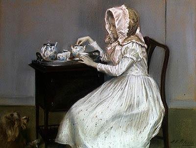 Tea-Time (pastel na papíře) od Jacques Emile Blanche