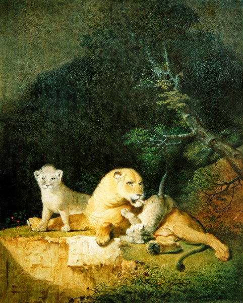 Lvice a mláďata (olej na plátně) od Jacques Laurent Agasse