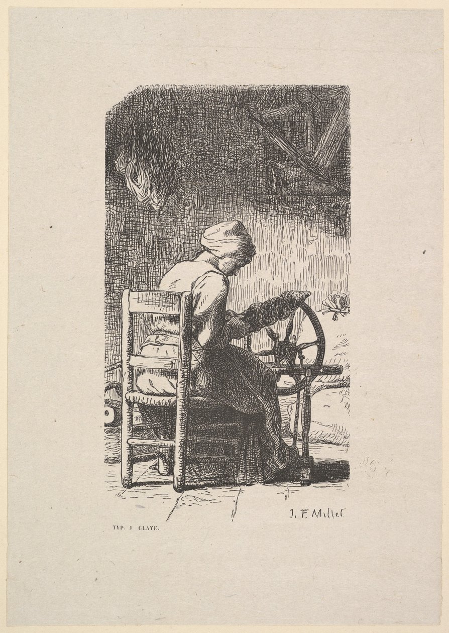 The Spinner, 1853. od Jacques Adrien Lavieille