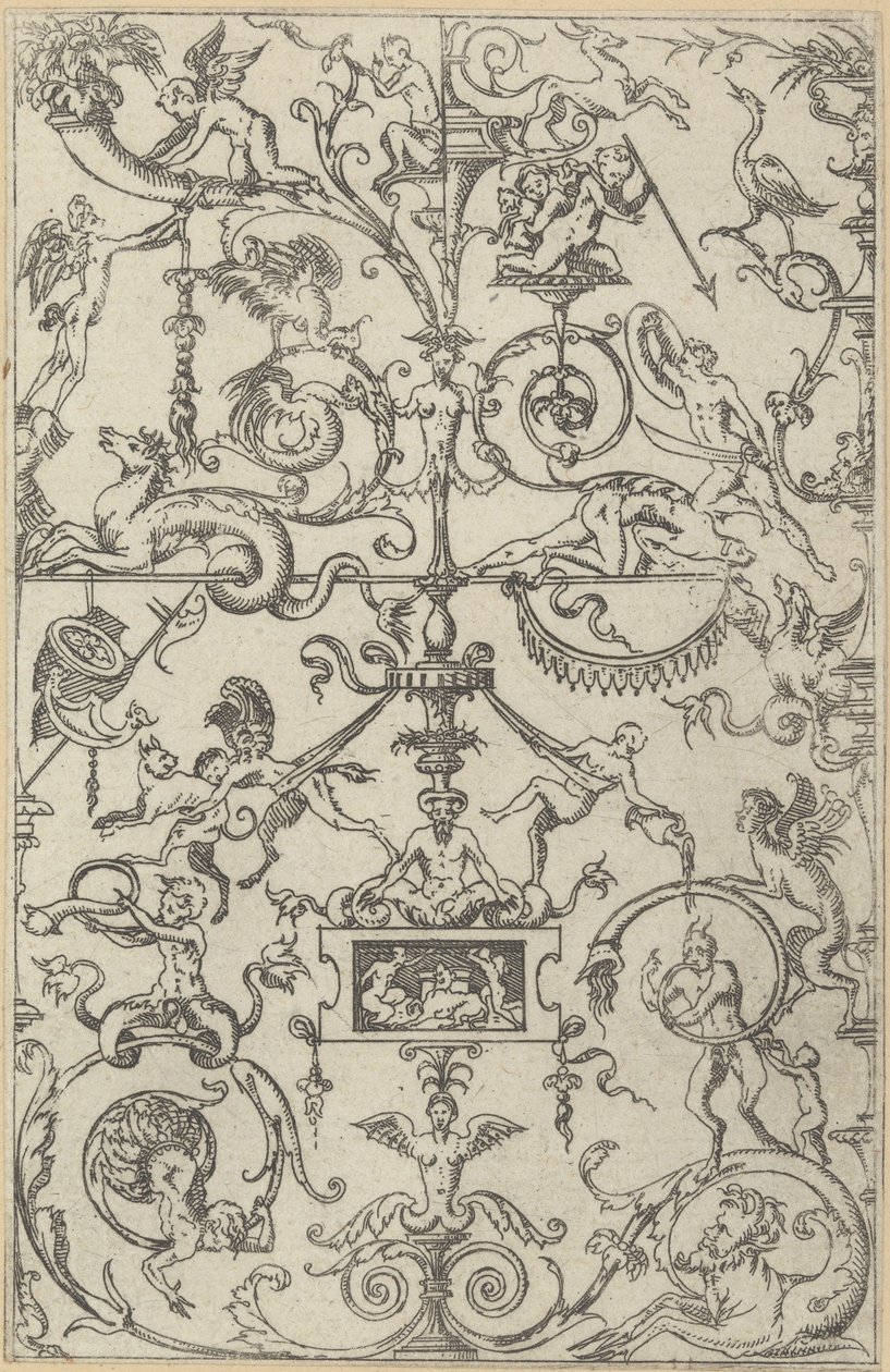 Groteskní panel, 1550. od Jacques Androuet Du Cerceau