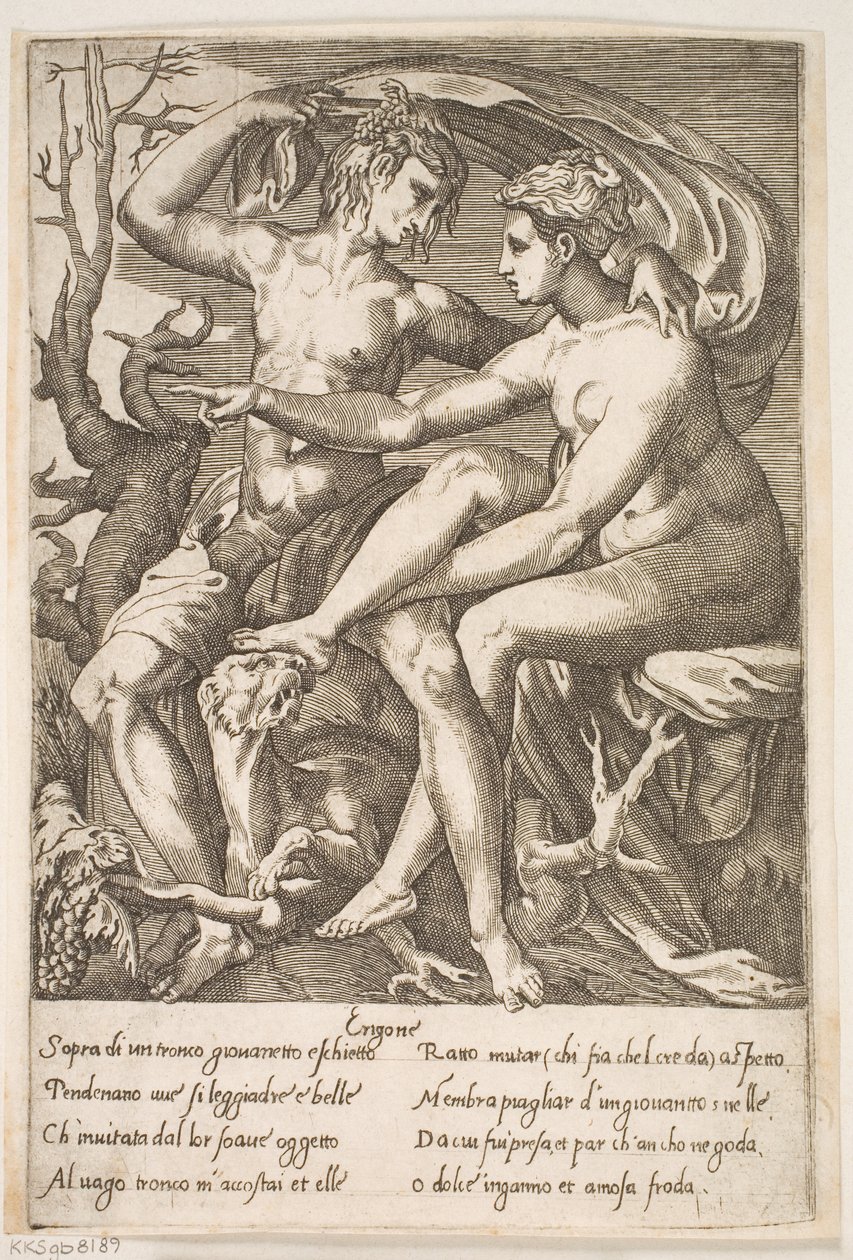 Bakchus a Erigone od Jacques Androuet Ducerceau d.Æ.