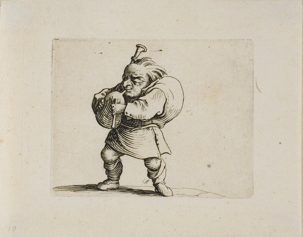 Hráč na dudy, od Varie Figure Gobbi od Jacques Callot