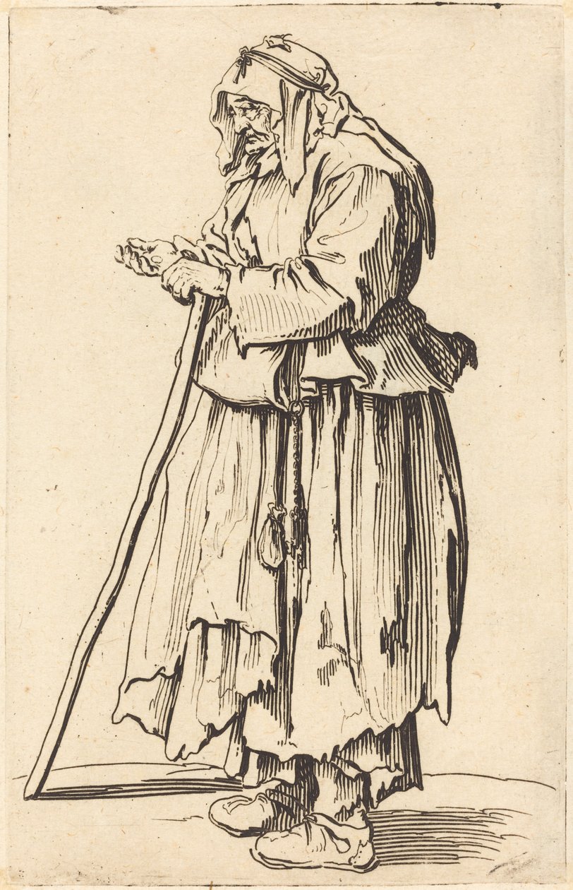 Žebrácká žena přijímající charitu, c. 1622. od Jacques Callot
