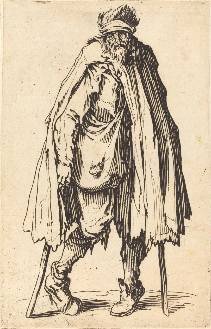 Žebrák s berlemi a pytlem, c. 1622. od Jacques Callot