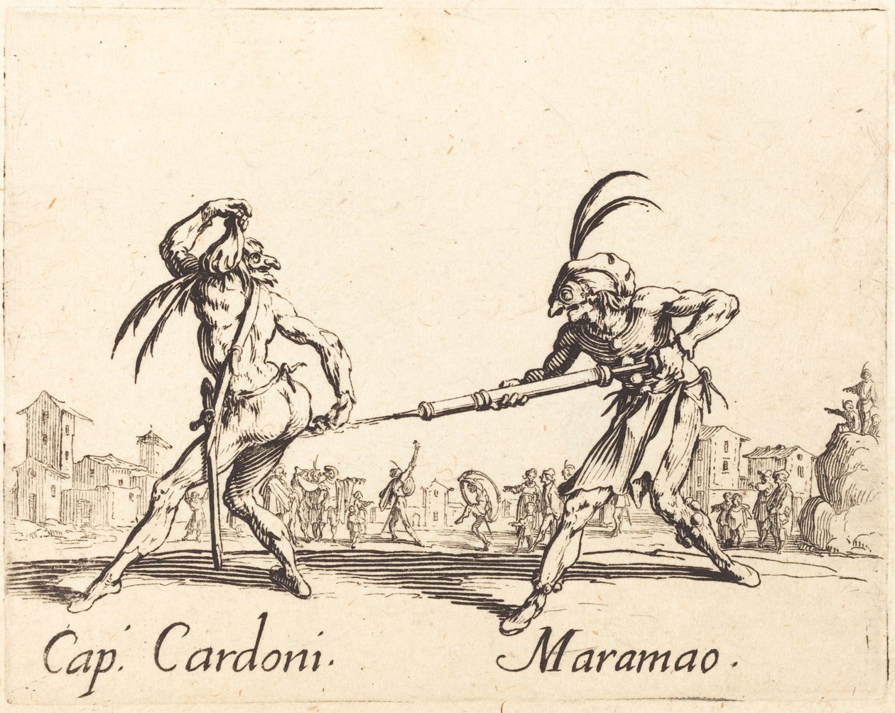 Víčko. Cardoni a Maramao, c. 1622. od Jacques Callot