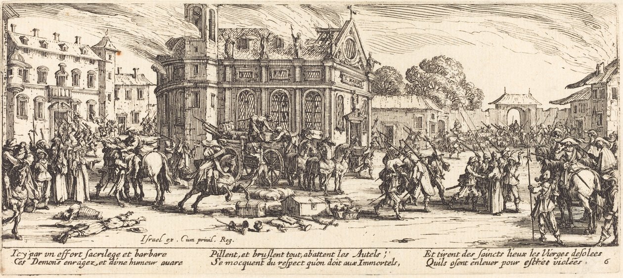 Zničení kláštera, c. 1633. od Jacques Callot
