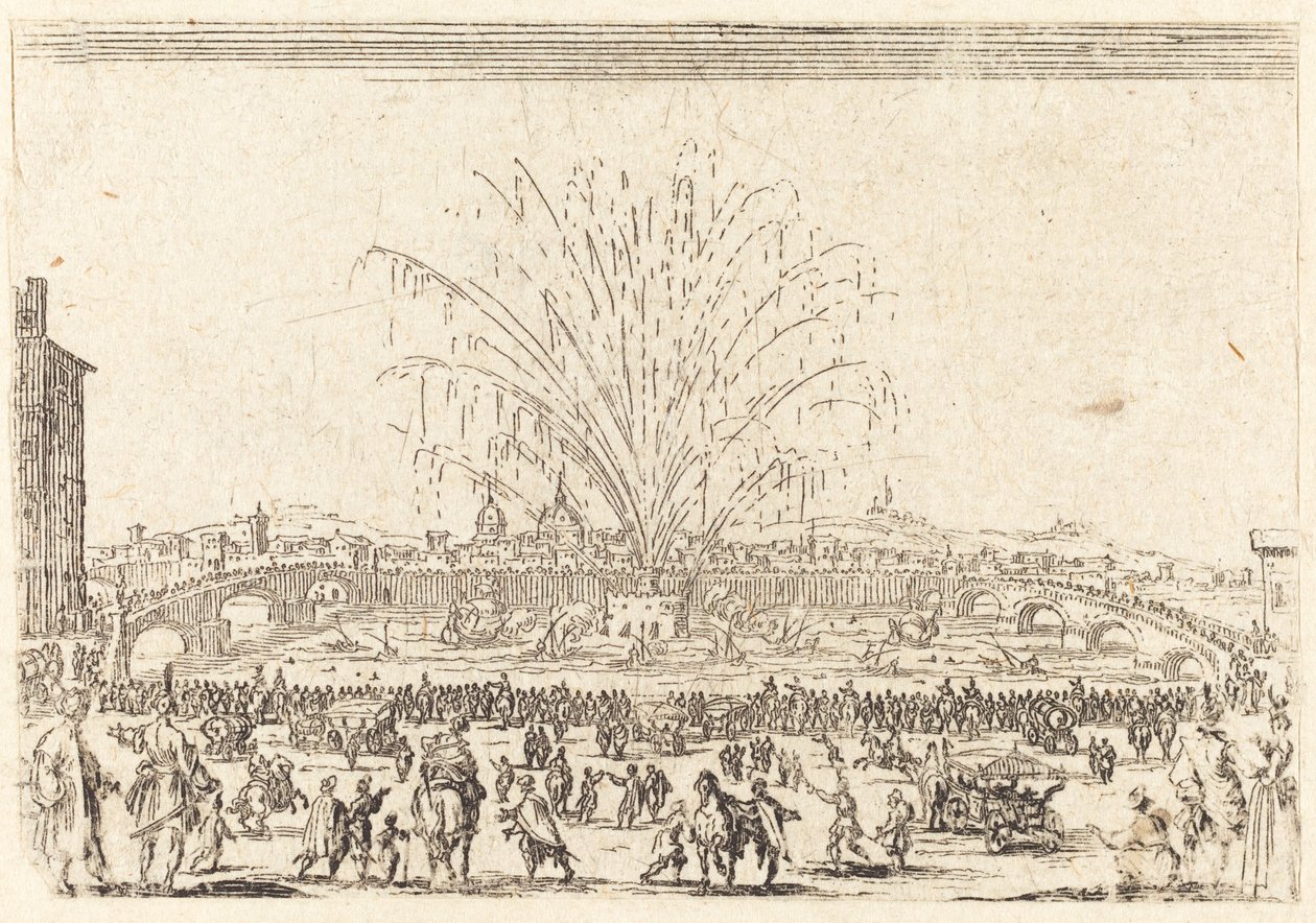 Ohňostroj na Arno, Florencie od Jacques Callot