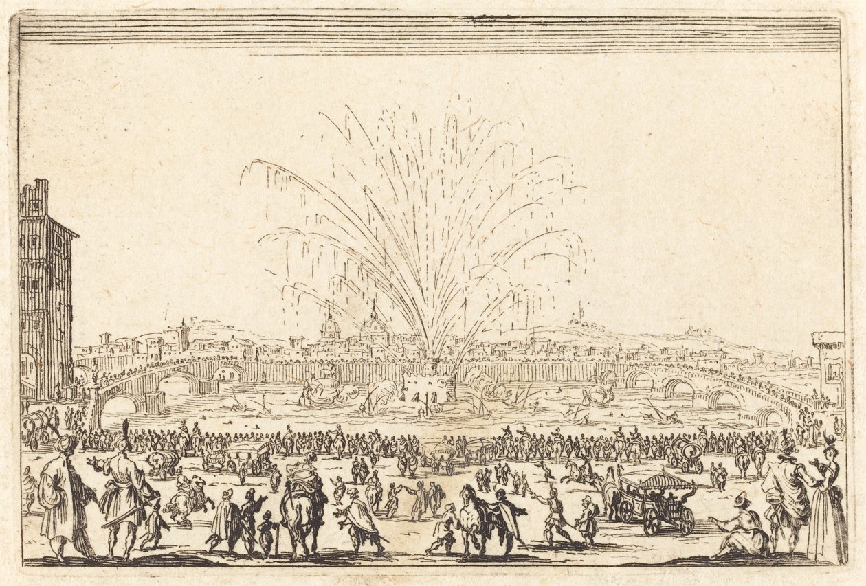 Ohňostroj na Arno, Florencie od Jacques Callot
