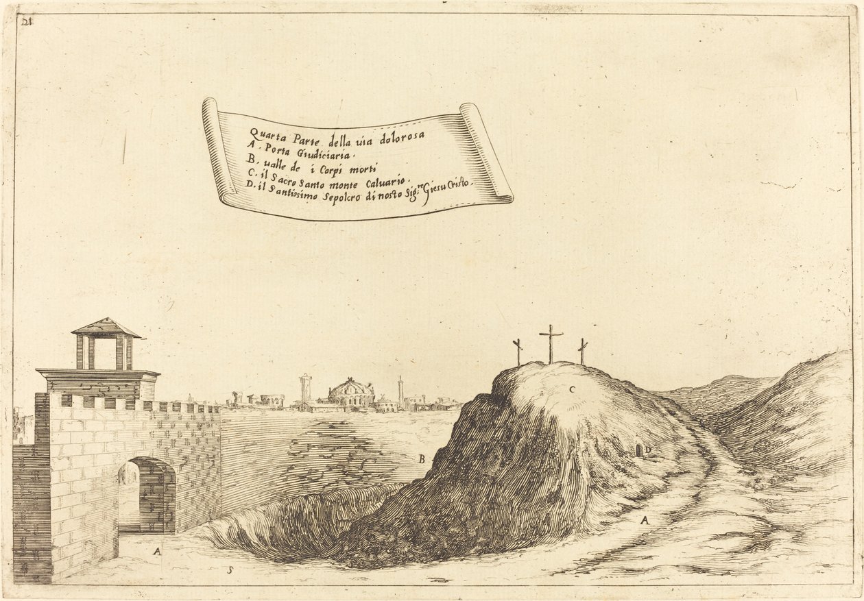 Čtyři části Via Dolorosa od Jacques Callot