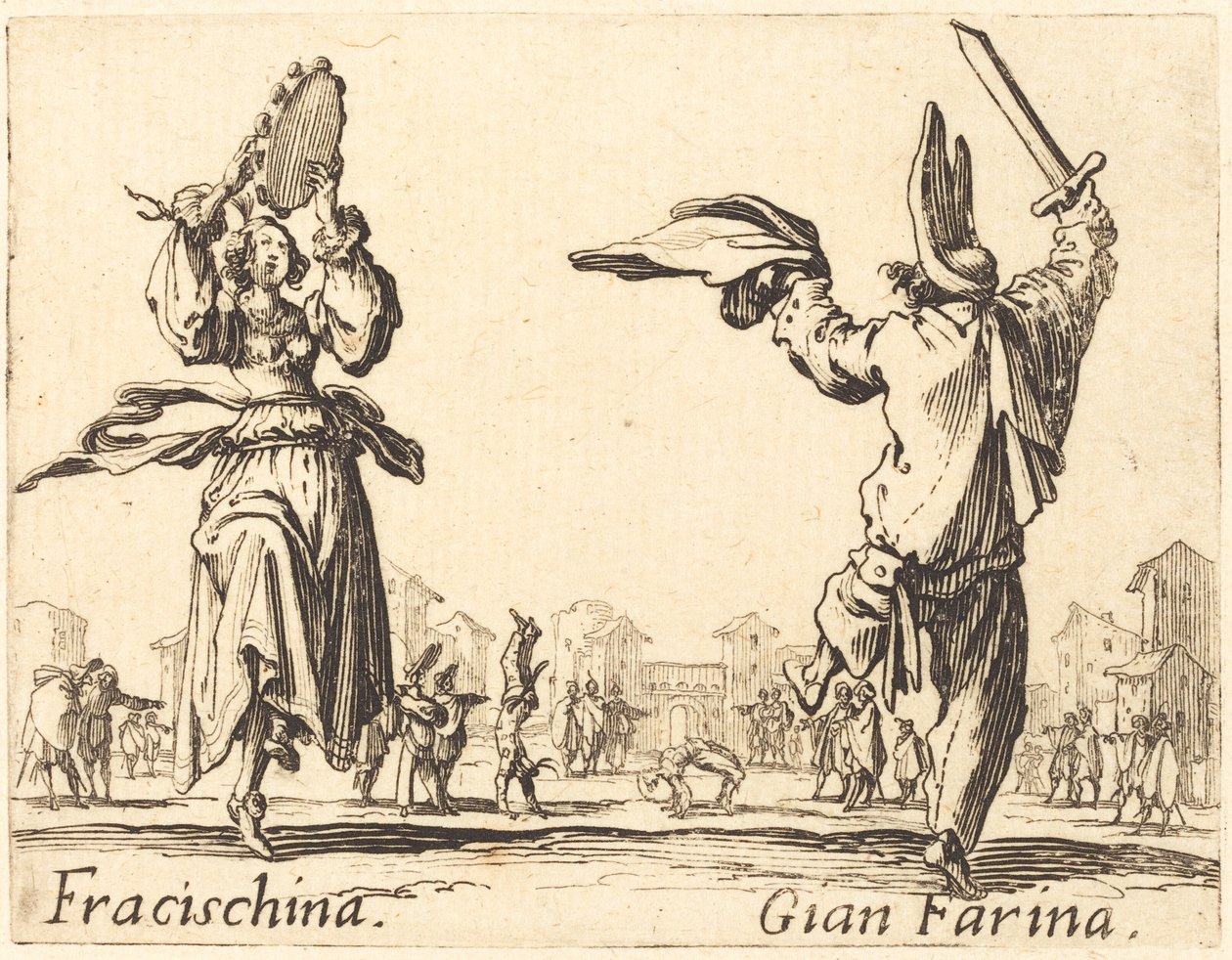 Fracischina a Gian Farina, c. 1622. od Jacques Callot
