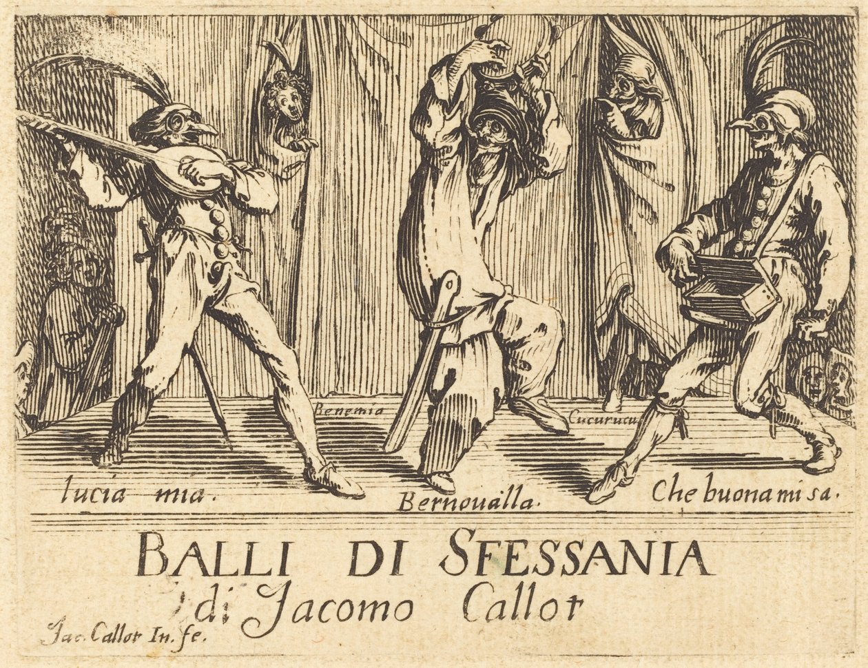 Frontispis pro "Balli di Sfessania" od Jacques Callot