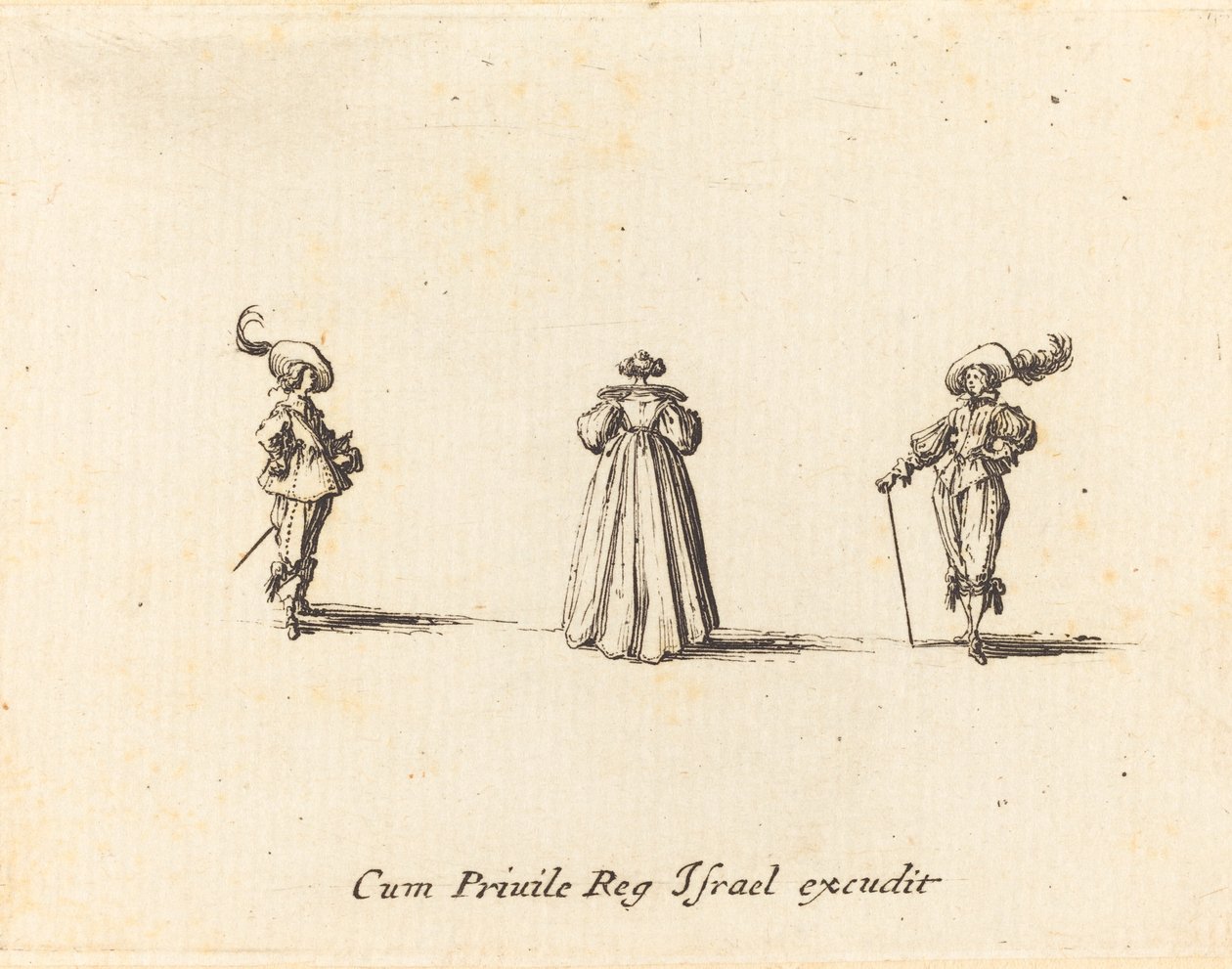 Dáma viděná zezadu a dva pánové od Jacques Callot