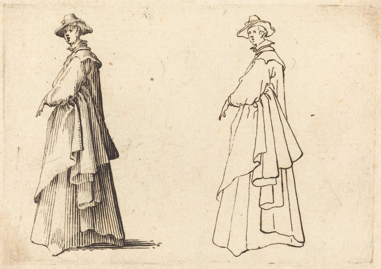 Dáma ve velkém kabátě od Jacques Callot