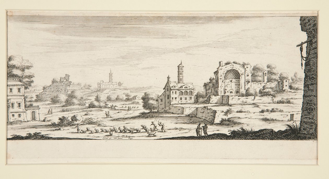 Krajina s velkými budovami od Jacques Callot