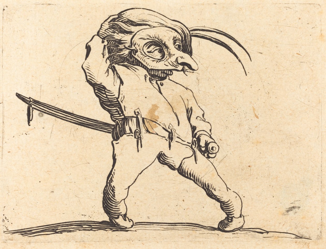 Maskovaný muž se zkroucenýma nohama, c. 1622. od Jacques Callot
