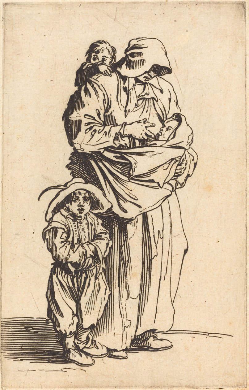 Matka a tři děti, c. 1622. od Jacques Callot