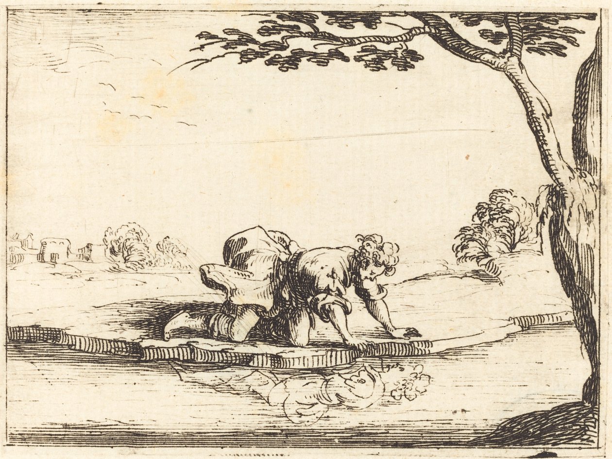 Narcis při pohledu do vody, 1628. od Jacques Callot