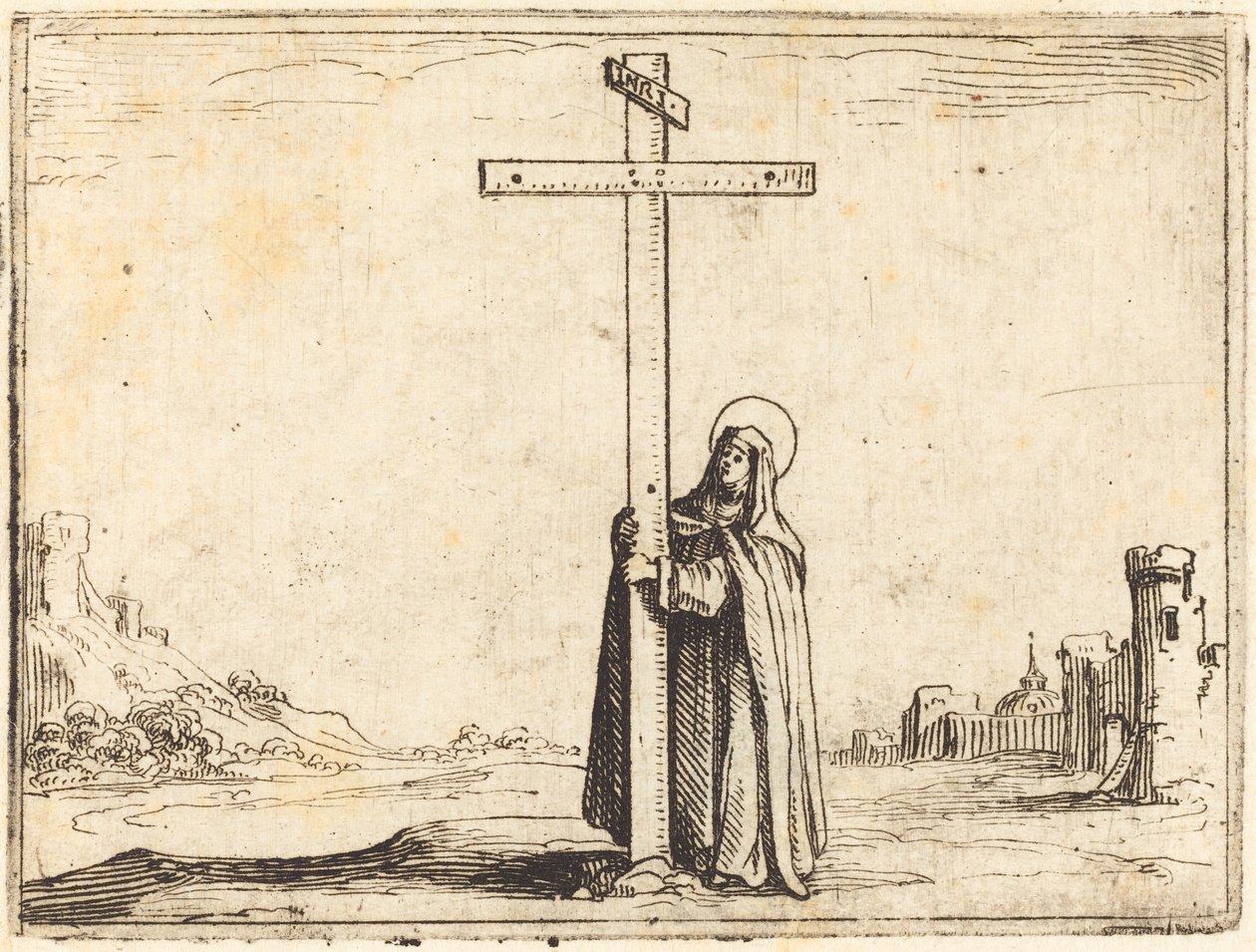 Jeptiška objímající svatý kříž od Jacques Callot