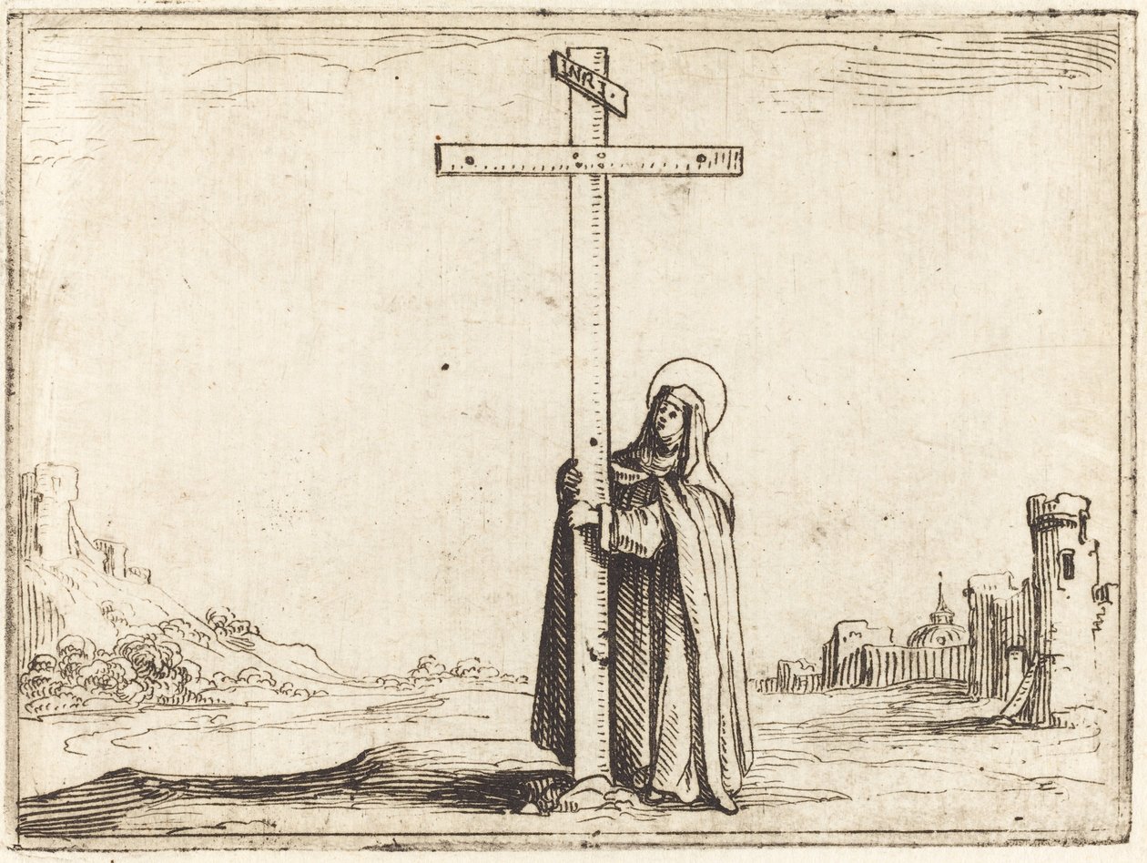 Jeptiška objímající svatý kříž, 1628. od Jacques Callot