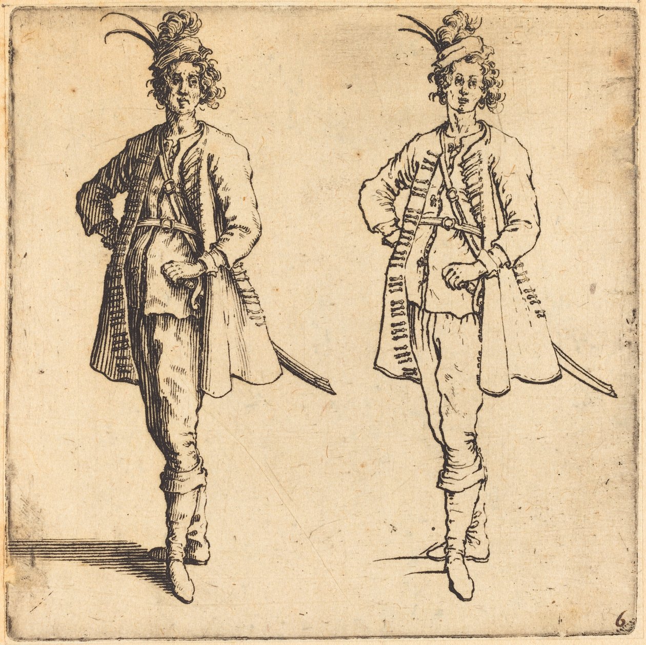 Důstojník, čelní pohled, 1617 a 1621. od Jacques Callot