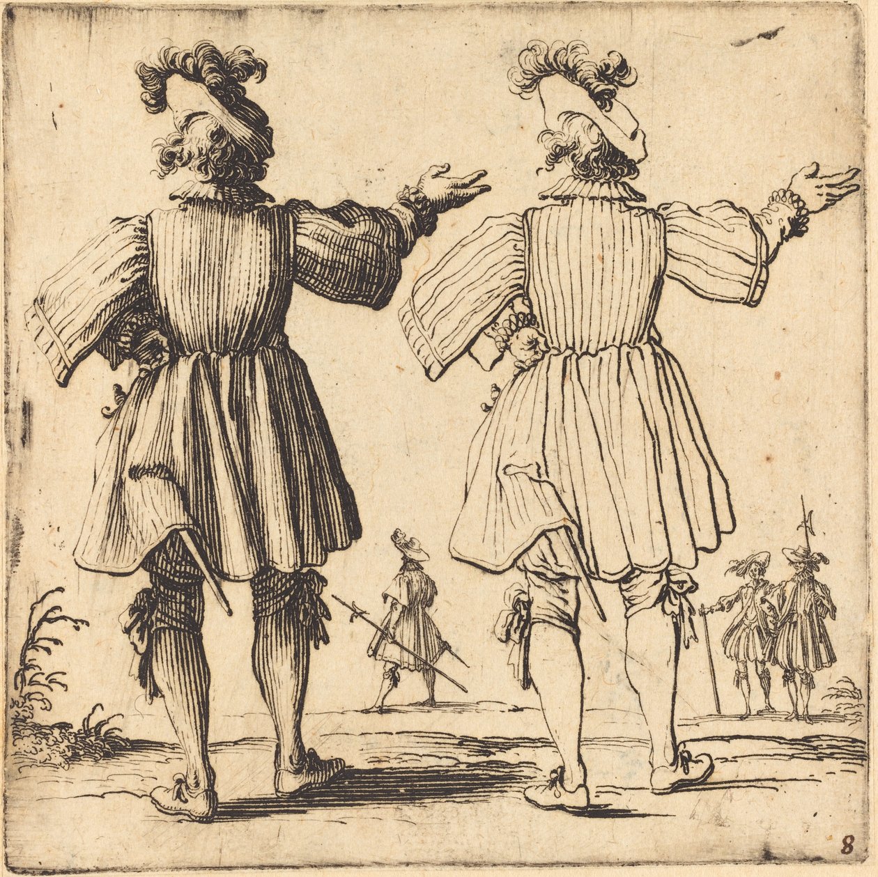 Důstojník s Plume, při pohledu zezadu od Jacques Callot