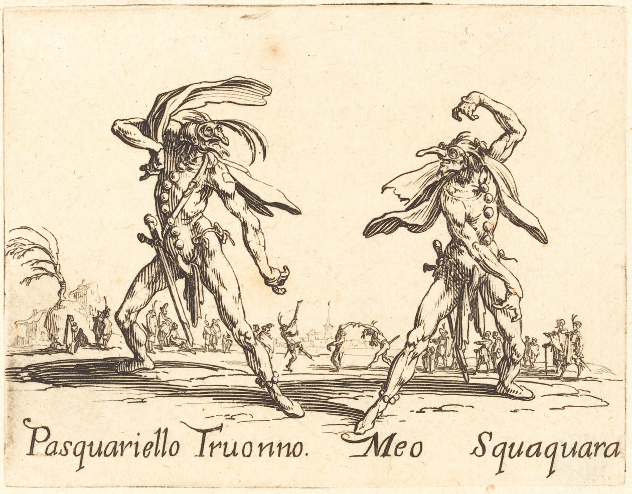 Pasquariello Truonno a Meo Squaquara, c. 1622. od Jacques Callot