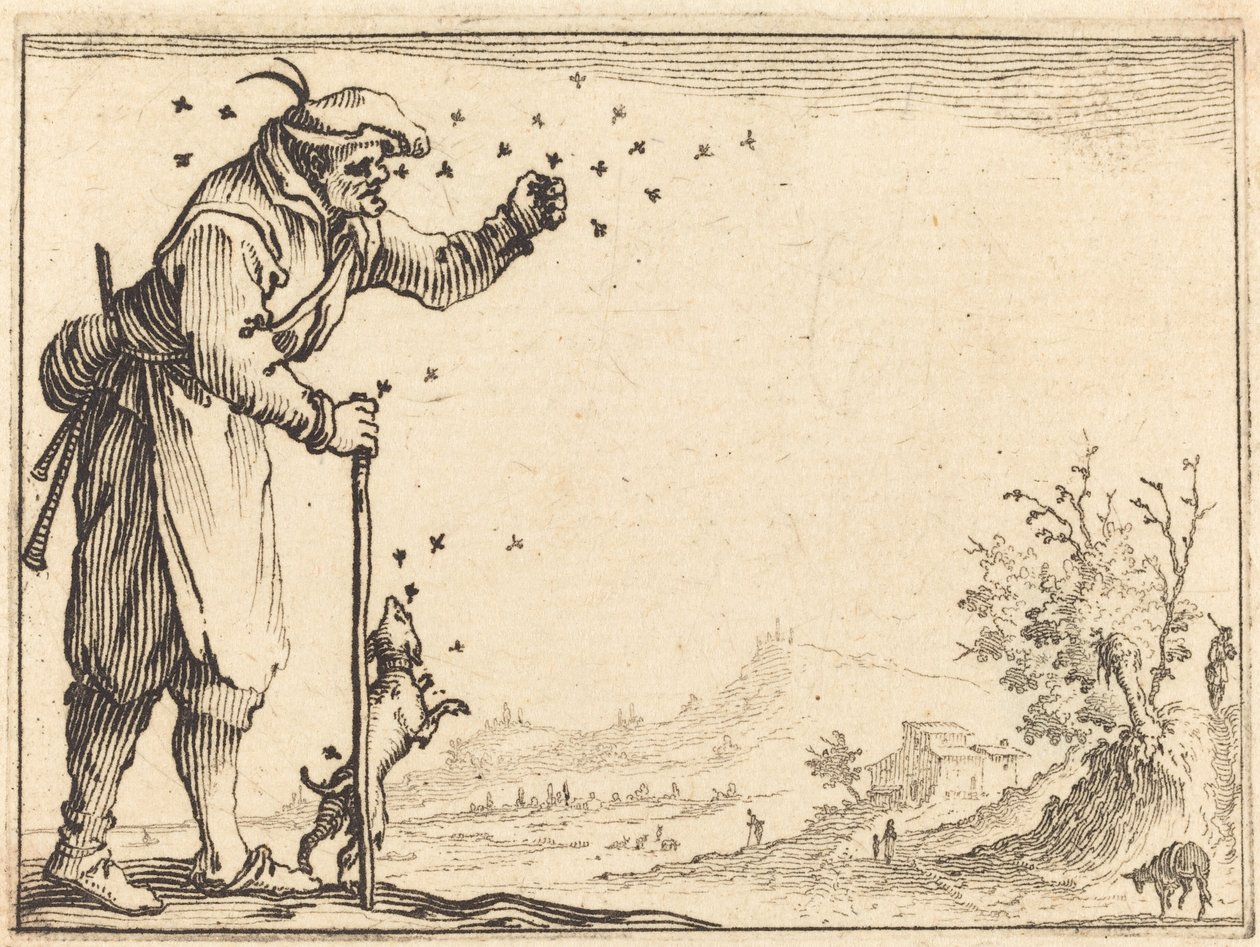 Rolník napaden včelami od Jacques Callot