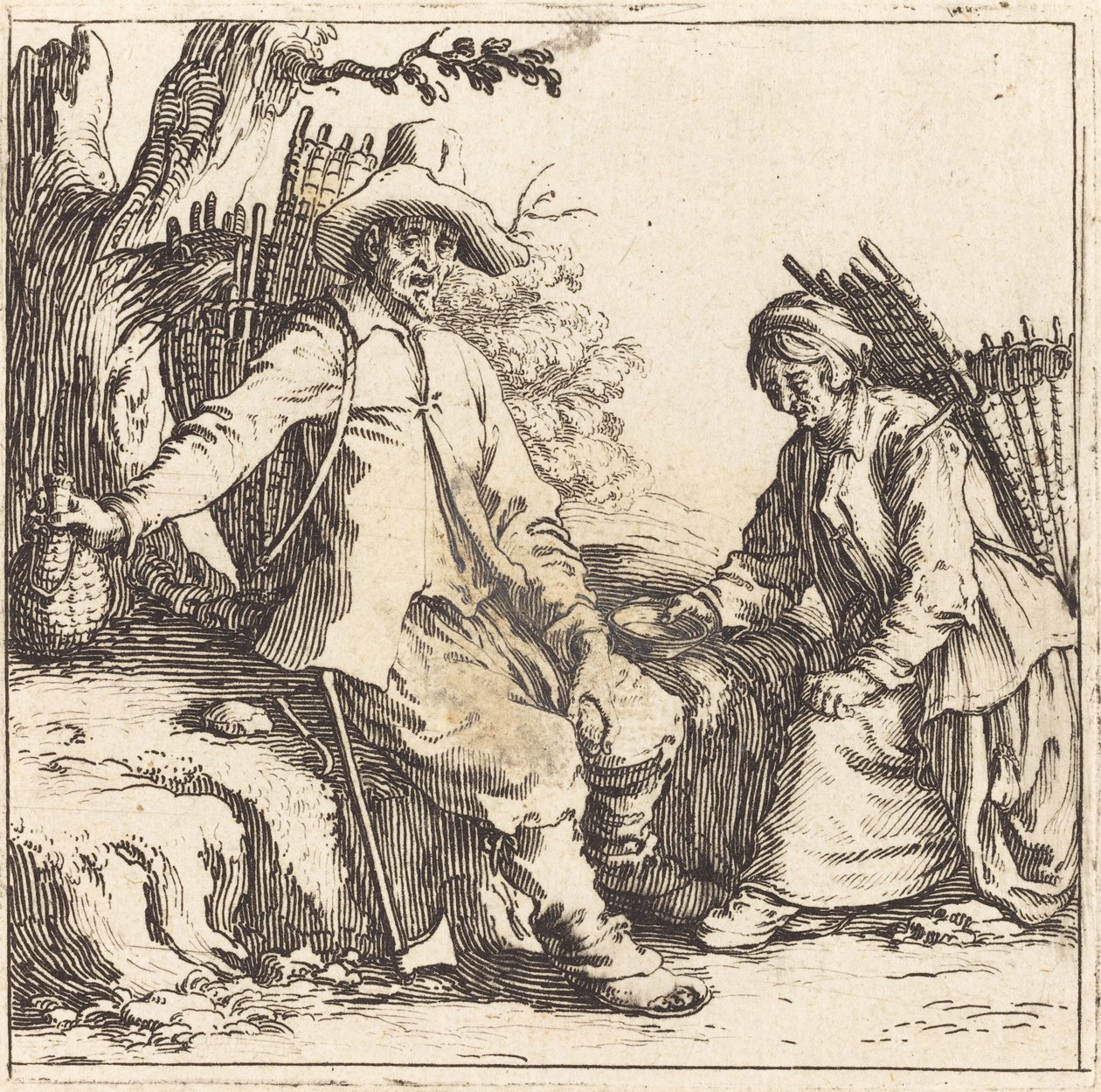 Selský pár v klidu od Jacques Callot
