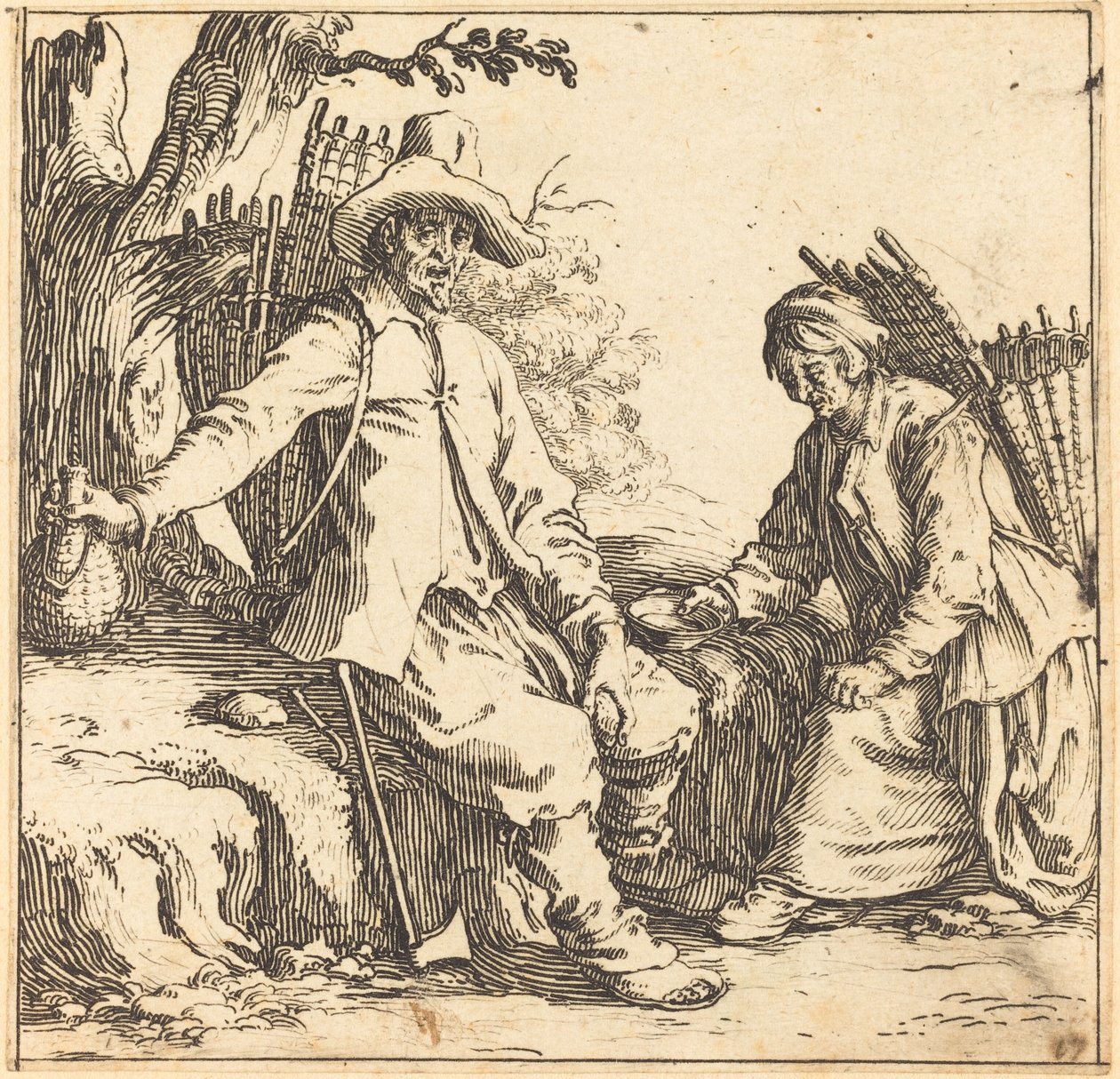 Rolnický pár v klidu od Jacques Callot