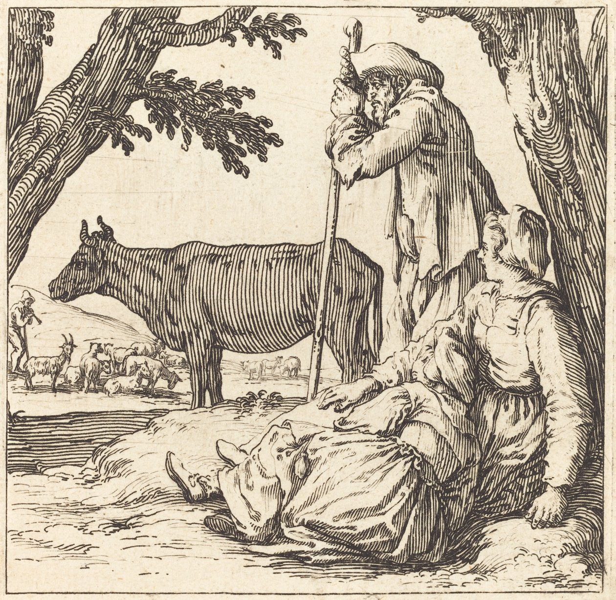 Selský pár s krávou od Jacques Callot