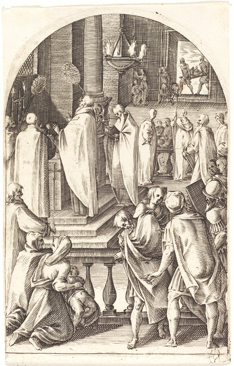 Svatý Basil celebrující mši od Jacques Callot