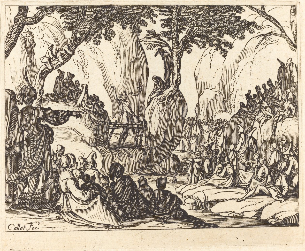 Svatý Jan káže v poušti od Jacques Callot