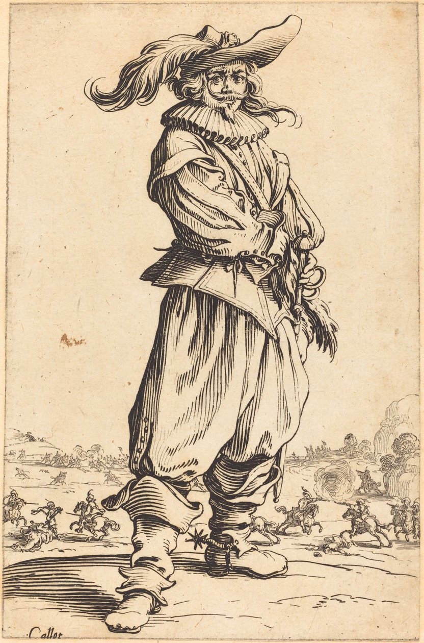 Voják s opeřeným kloboukem od Jacques Callot