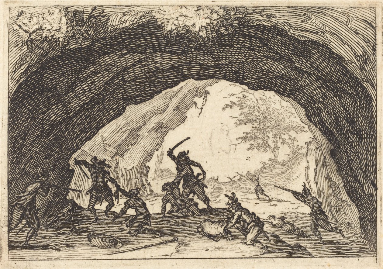 Vojáci útočící na lupiče, c. 1617. od Jacques Callot