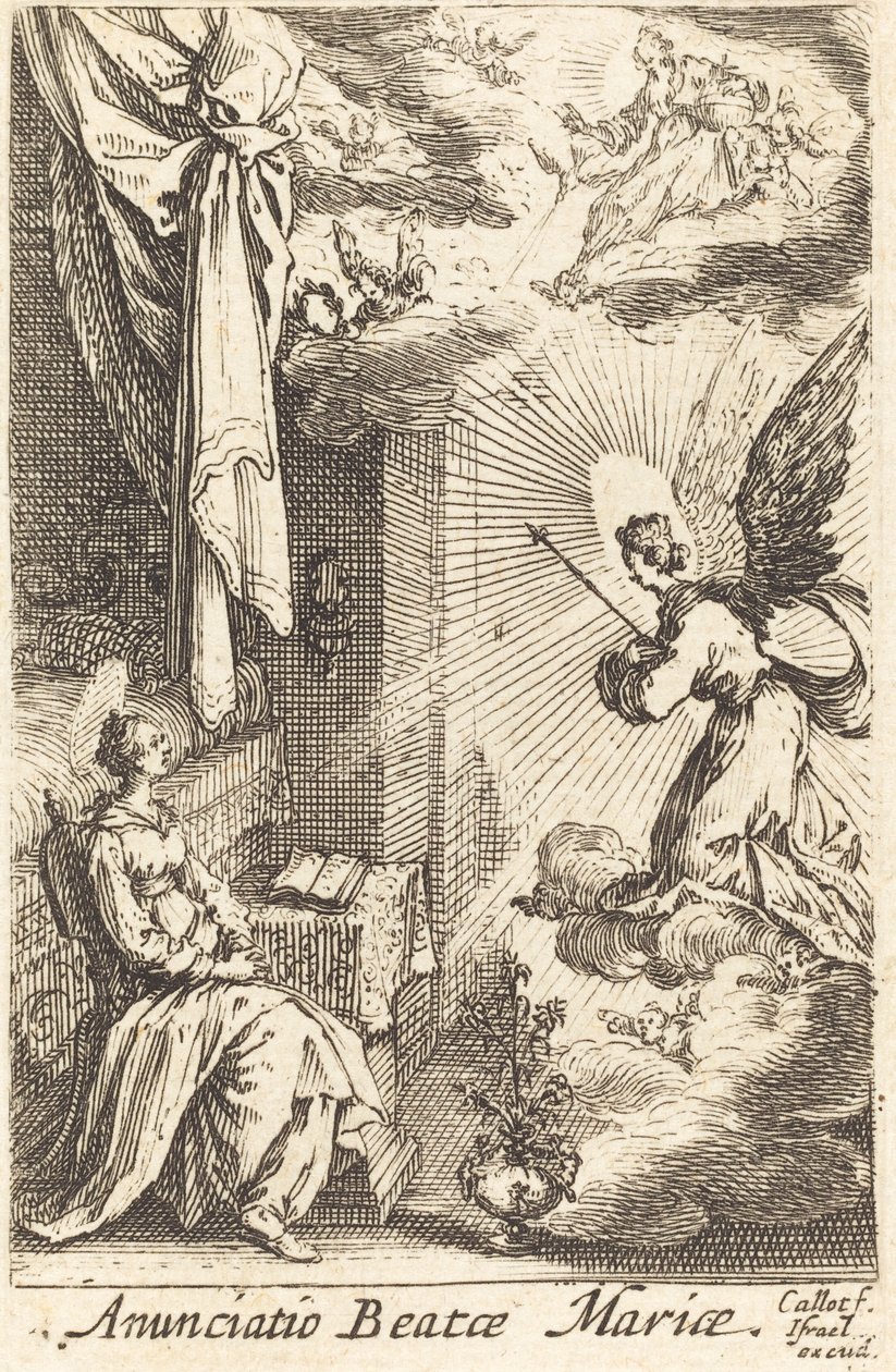 Zvěstování v roce 1630 nebo později. od Jacques Callot