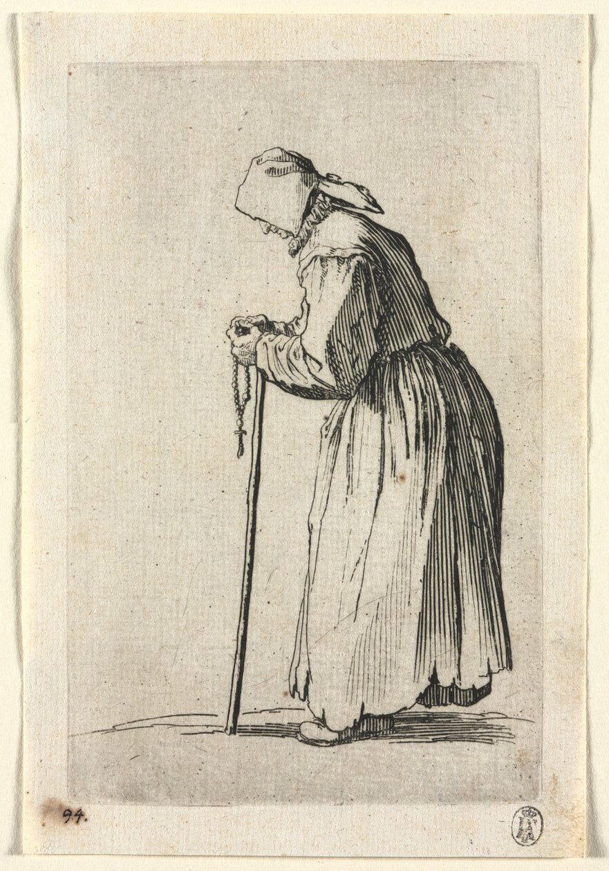 Žebráci: Žebrák u růžence od Jacques Callot