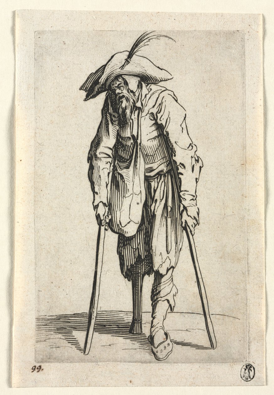 The Beggars: Žebrák s dřevěnou nohou od Jacques Callot