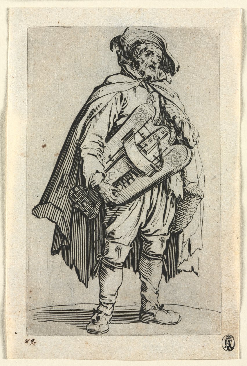 The Beggars: The Hurdy-Gurdy Player, c. 1623. od Jacques Callot