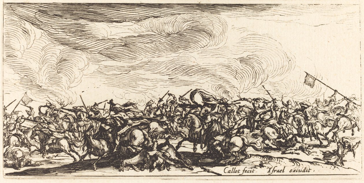 Kavalerie boj s meči od Jacques Callot
