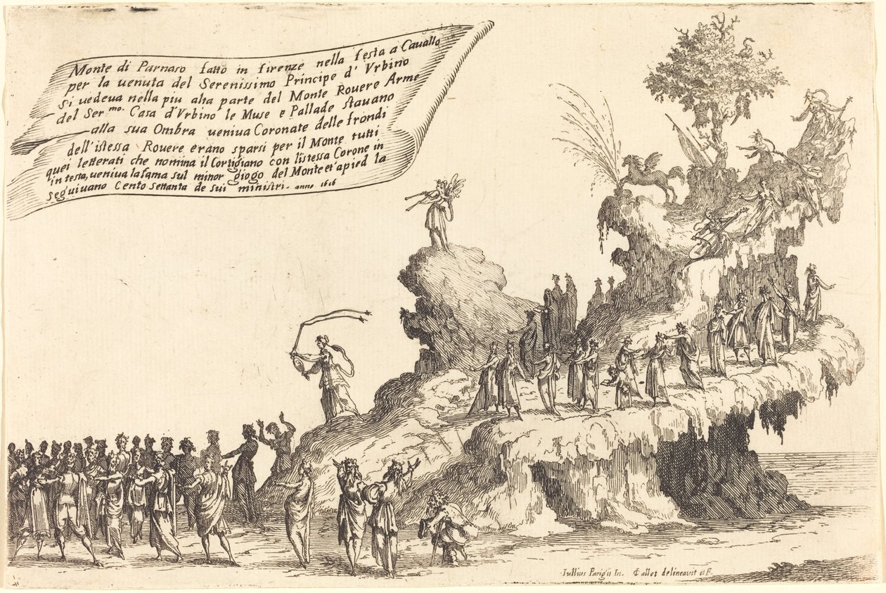 Splav hory Parnas, 1616. od Jacques Callot