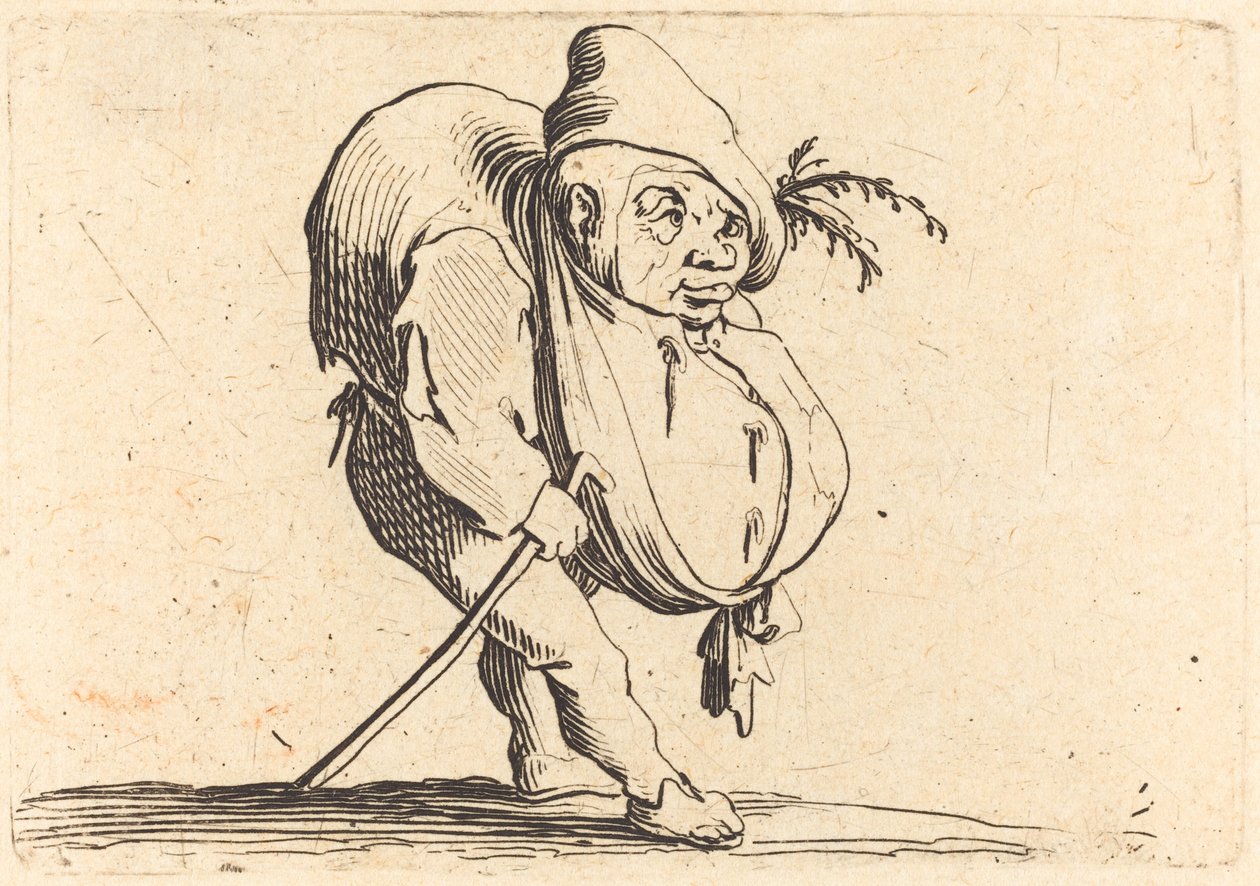 Hrbáč s holí, c. 1622. od Jacques Callot
