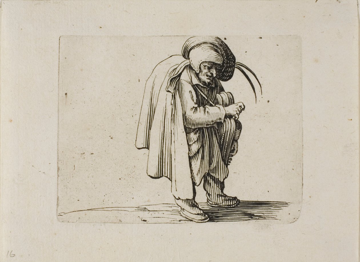 Hurdy-Gurdy Player, z Varie Figure Gobbi od Jacques Callot